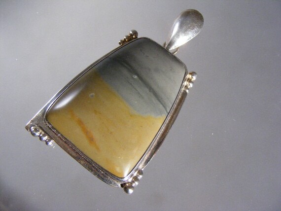 Vintage Large Picture Jasper Pendant in Sterling … - image 2