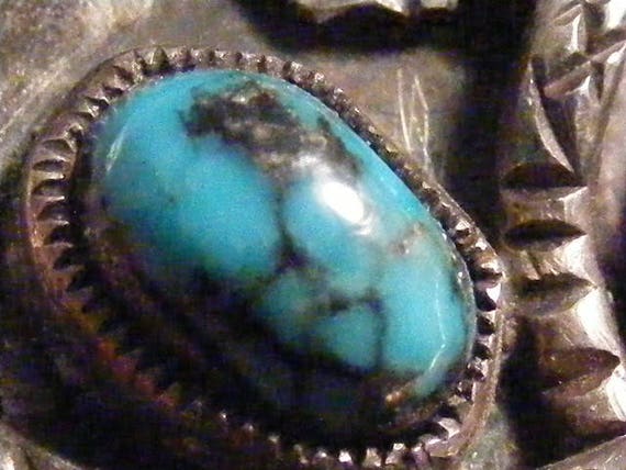 Large Signed Vintage Native American Mens Turquoi… - image 6