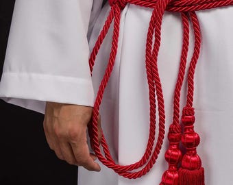 Cinturón litúrgico rojo – Cinturón de cordón trenzado para sacerdotes