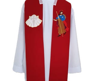 Estola de Santiago bordada en rojo
