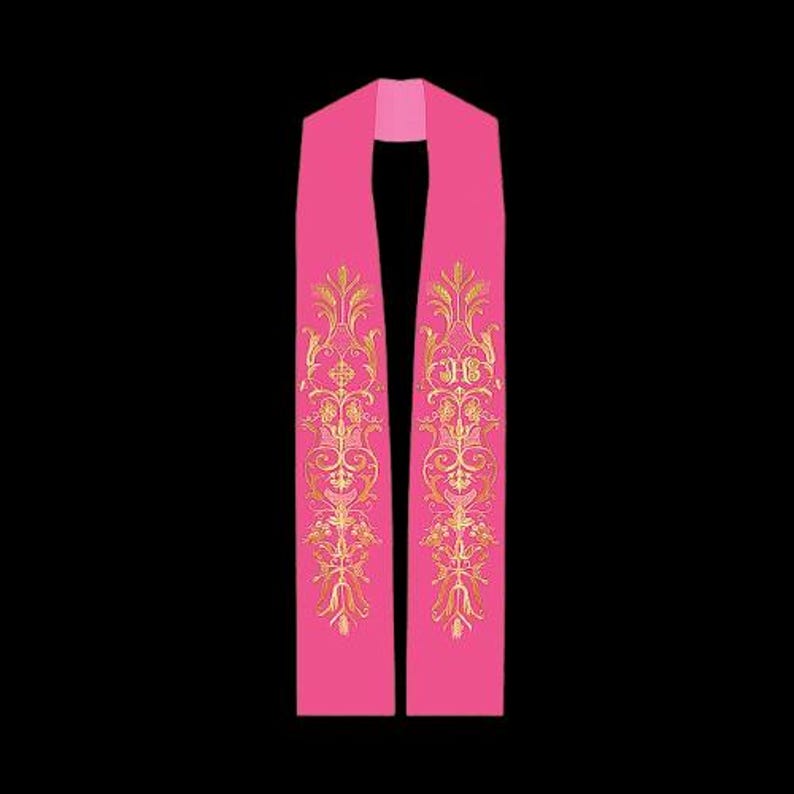 Pink Liturgical Stole IHS Gold Embroidery - Etsy