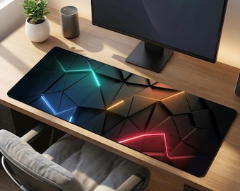 Futuristic Desk Mat, Large Gaming Keyboard Pad, Non-Slip