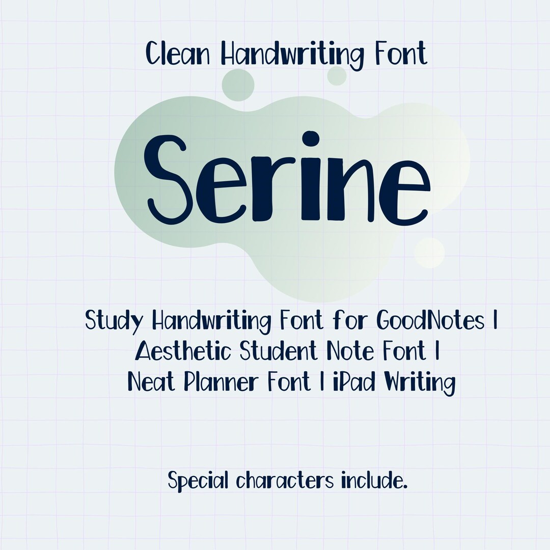 Clean Handwriting Study Notes Serine Clean Handwriting Font for Goodnotes | Aesthetic Study Notes ...