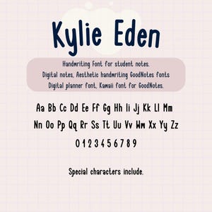 Handwriting Font for GoodNotes, Student Notes, Digital Planning, iPad Writing, Cute Aesthetic Study Font, Kawaii Digital Notebook Font