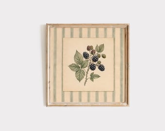 Plakat z jeżyną, sztuka ścienna w stylu vintage z motywem botanicznym, plakat do kuchni Cottagecore