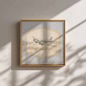 Vintage Airplane Wall Art, Blue Aviation Print, Boys Room Wall Decor image 7