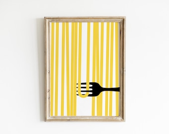 Plakat ścienny z motywem spaghetti w kuchni, minimalistyczny plakat z jedzeniem, nowoczesny wystrój jadalni