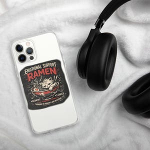 Emotional Support Ramen Cat iPhone Case, Cozy Chaos Gamer Humor Phone Protection