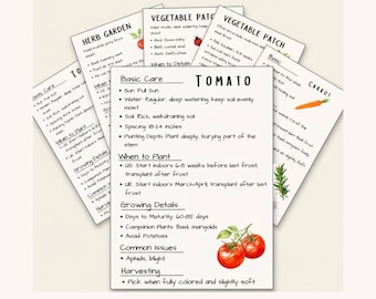 Vegetable Herb Garden Plant Care Sheets | US UK Guide (Digital Download)
