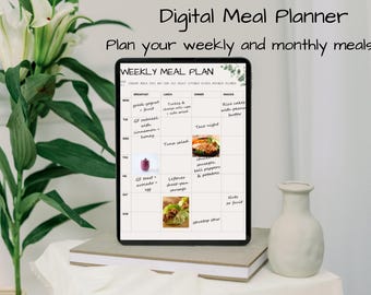Hyperlinked Meal Planner for GoodNotes | Yearly Weekly Planner | Reusable Recipe & Grocery list