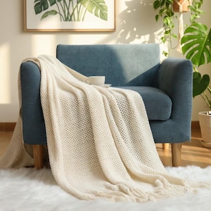 Plaid Tricot Cocooning Luxe | Couverture Maille Épaisse Douce & Moderne | Jeté de Canapé Bohème Minimaliste | Déco Chambre Hygge