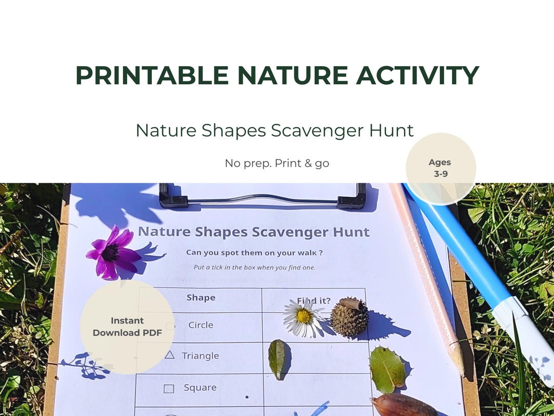 Nature Shapes Scavenger Hunt Printable, Preschool Outdoor Activity ...