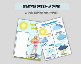 Jeu d'habillage météo, livre d'activités pour tout-petits, cartable d'apprentissage préscolaire (téléchargement numérique)