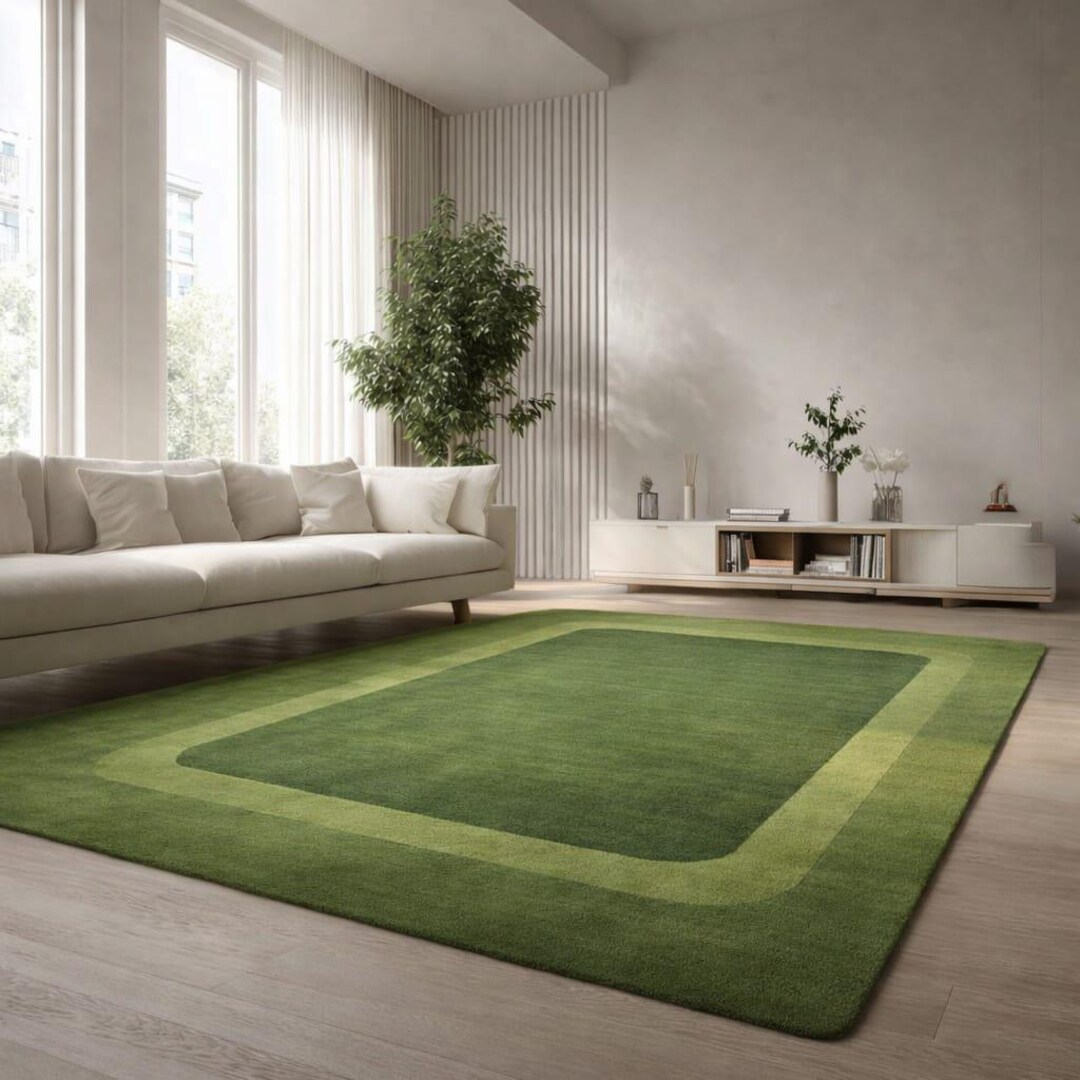 Hand Tufted Wool Tennis Court Rug: Green & Blue Options - Etsy