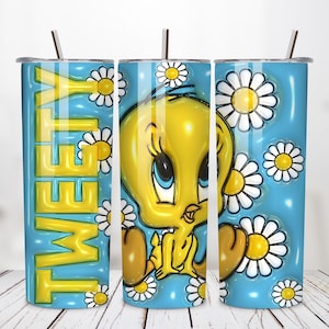 Tweety Bird 20oz Inflated Skinny Tumbler PNG, Dlsney Dog Cartoon 20oz Tumbler, Tweety Bird Tumbler Wrap Sublimation Designs Instant Download