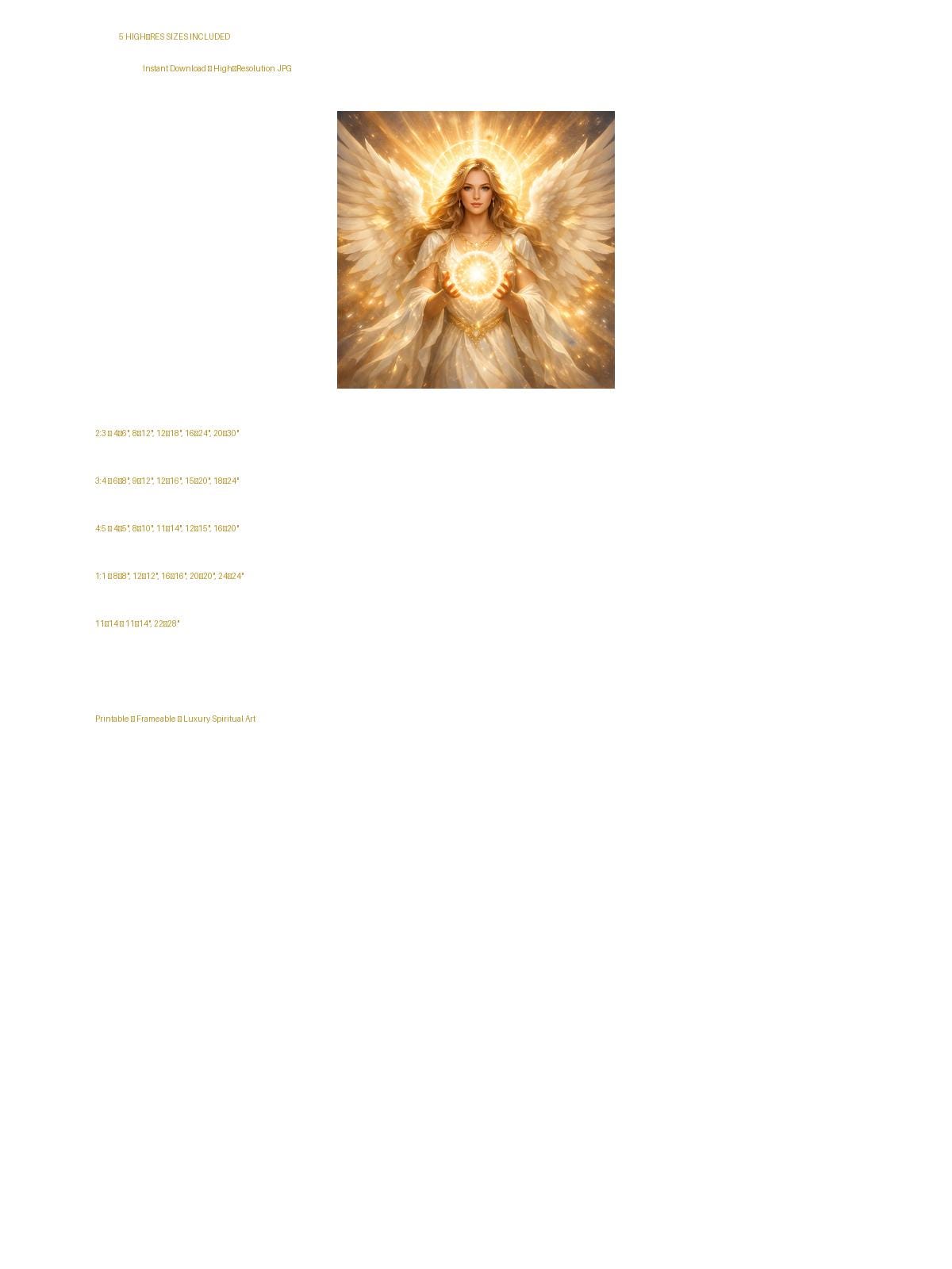 Angel of Divine Light – Luxury Golden Angel Wall Art (digital