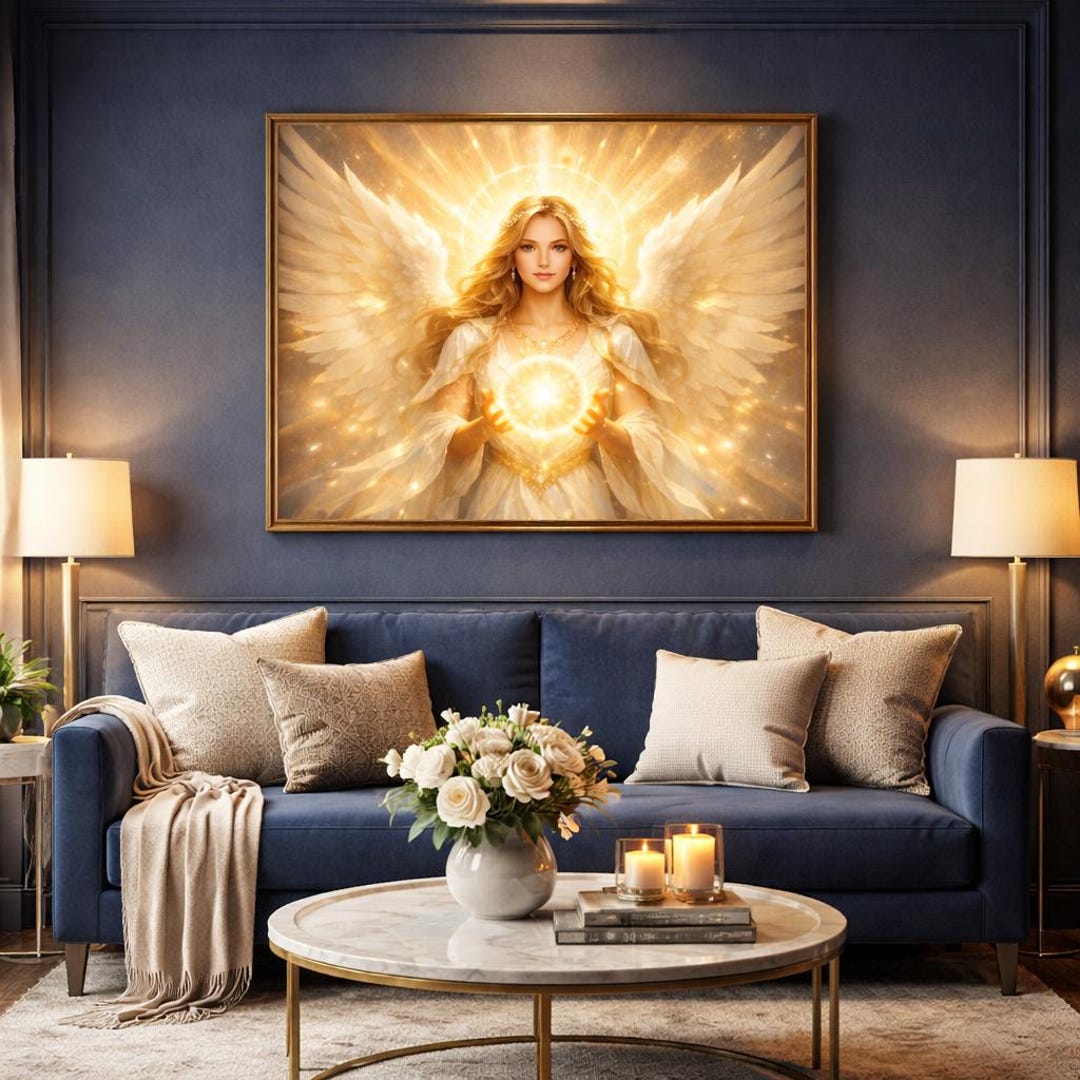 Angel of Divine Light – Luxury Golden Angel Wall Art (digital