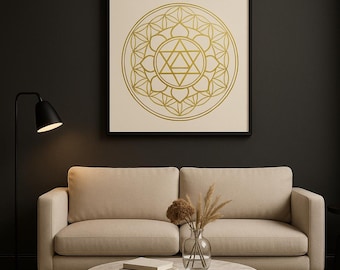 Golden Sacred Geometry Mandala Art | Flower of Life (Digital Download)