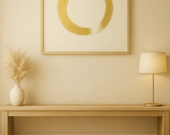 Gouden Enso Circle Art Print | Japandi-penseelstreek (digitale download)