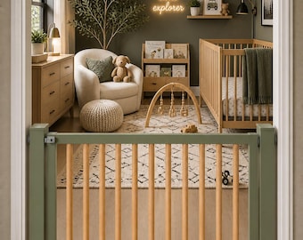 Wooden Stair Gate, Child Safety Indoor Barrier