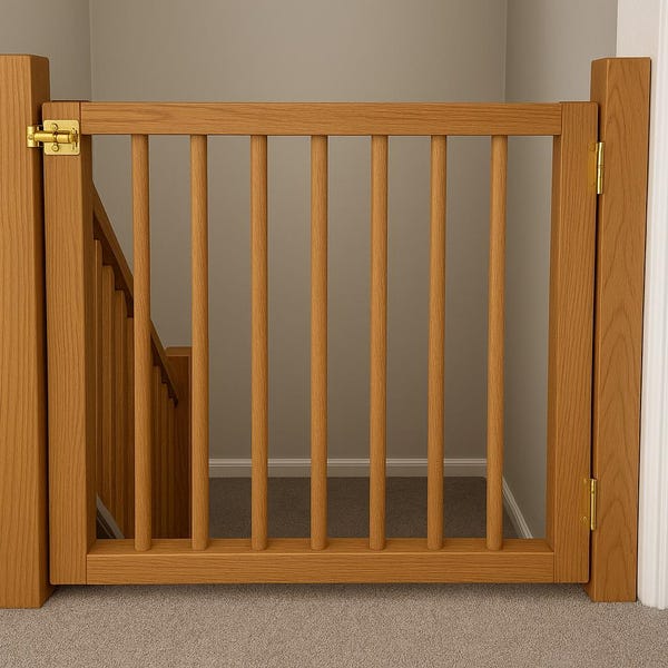 Hölzernes Sicherheitsgitter, verstellbare Treppenbarriere für Haustiere Babys