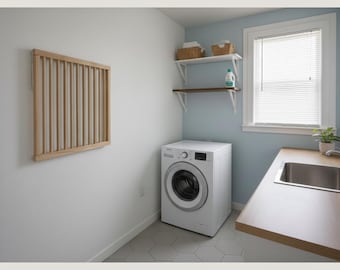 Varal de parede de madeira para secar roupa, cabide dobrável para roupas.