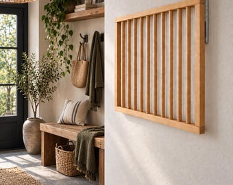 Fold Down Drying Rack, Space Saving Clothes Airer, Wall Mounted Laundry Organizer