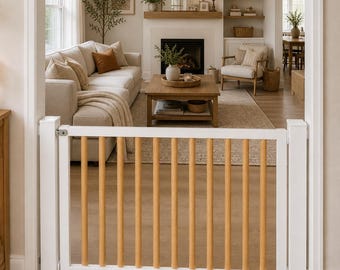 Stair Gate Wooden, Adjustable Child Safety Barrier