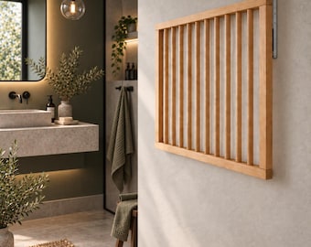 Wooden Drying Rack, Foldable Clothes Airer, Space Saving Wall Mounted Organizer
