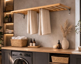 壁掛け式洗濯物干しラック 引き出し式衣類ラック