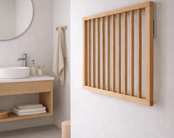 洗濯室の衣類を自然乾燥させるための壁掛け式物干しラック