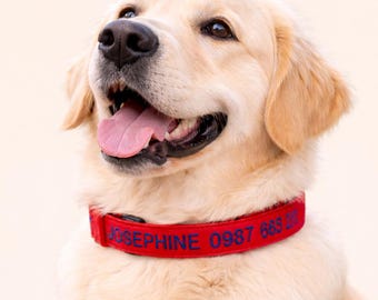 Spersonalizowana haftowana obroża dla psa z imieniem i numerem telefonu, spersonalizowana obroża dla małych, średnich i dużych psów, wytrzymały zestaw smyczy dla szczeniaka