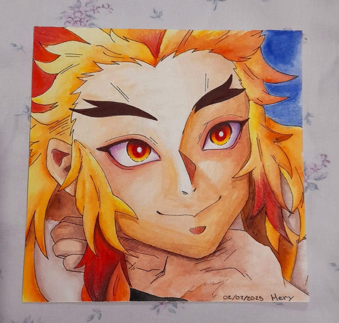 Drawing of Kyōjurō Rengoku - Demon Slayer - Etsy
