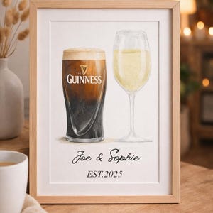 Regalo personalizado de San Valentín. Bebidas para parejas. Impresión de cócteles personalizados para parejas. Aniversario, compromiso, boda. Regalo personalizado para él.