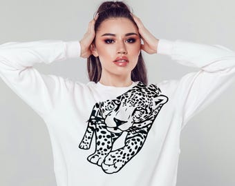 Minimalist Leopard Graphic Sweatshirt | Unisex Streetwear