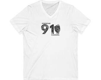 Porsche 911 Carrera V-Neck Tee | Vintage Race Number Graphic