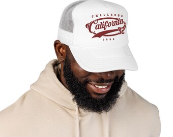 California Script Logo Foam Trucker Hat | Retro Surf State Design