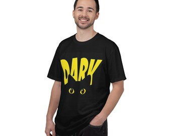 Dark Cat Eyes T-shirt | Yellow Typography, Black Cat Graphic