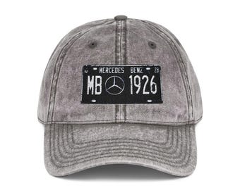 Mercedes Logo License Plate Cap | Embroidered Vintage Baseball Hat