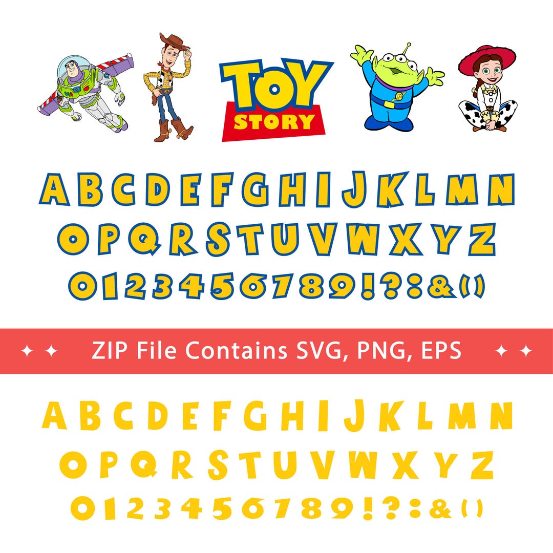 Toy Story Font Png, Toy Story Font Letters and Numbers PNG Files, Toy ...