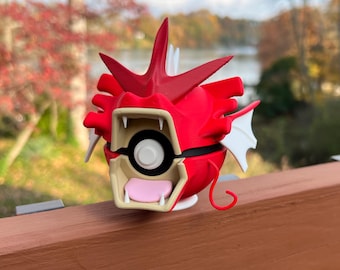 Red Gyarados 3D Printed Pokeball Toy, Anime Display, Wall Art