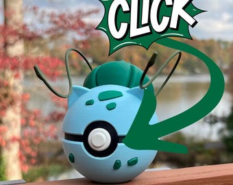 Pokemon Fidget Toy, 3D Printed Bulbasaur Pokeball, Easter Gift