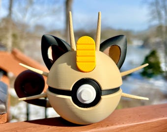 Pokemon Fidget Toy, 3D Printed Meowth Pokeball, Gamer Decor
