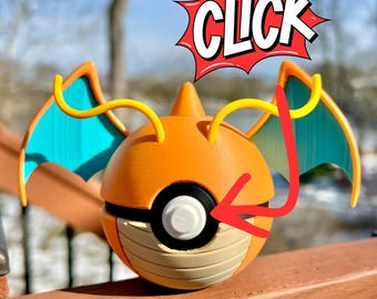 Pokemon Fidget Toy, 3D Printed Dragonite Pokeball