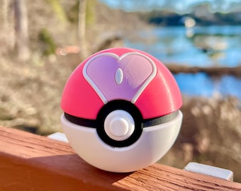 Pokemon Love Ball Desk Toy, Poke Ball Collectible Toy, 3D Printed Anime Display, Pokémon Wall Art
