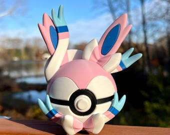 Pokemon Fidget Toy, Sylveon 3D Printed Pokeball, Gamer Desk Decor