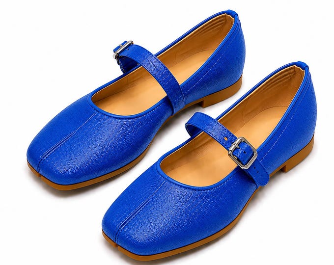 Womens Tabi Mary Jane Flats Handmade Leather Split Toe Shoes Casual