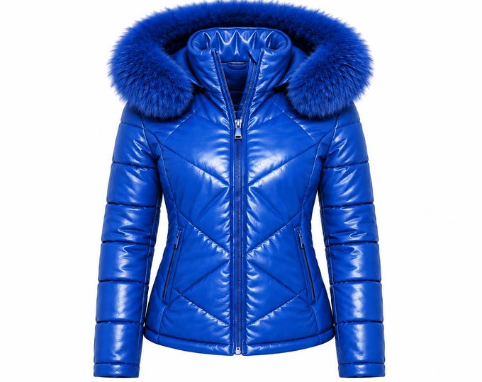 Women’s Puffer Jacket with Fur Hood, Quilted Winter Coat, Warm Outdoor Jacket