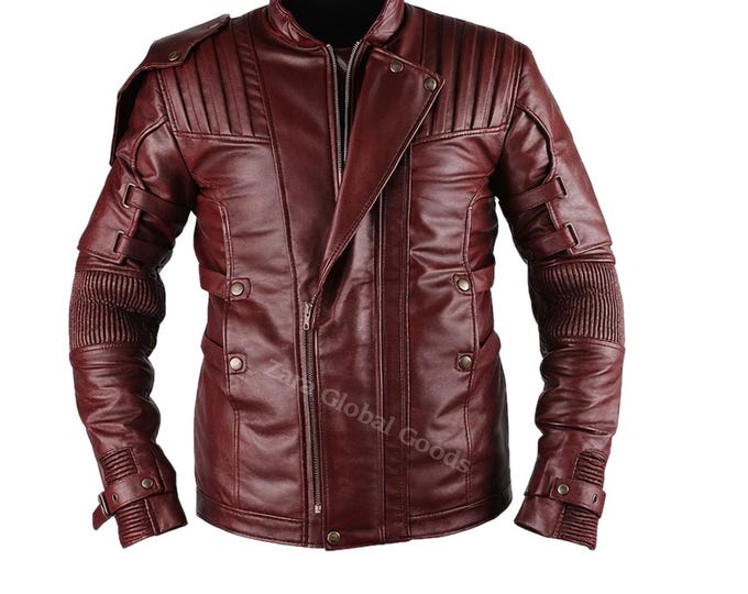 Men’s Brown Biker Coat | Handmade Quilted Motorcycle Style | Genuine Leather