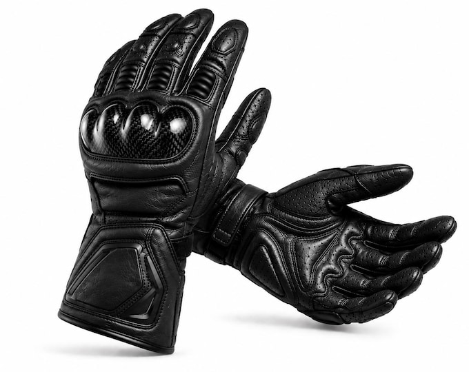 Leather Motorcycle Racing Gloves, Protective Biker Gear, Sport Bike Riding Accessory, Gift for Riders